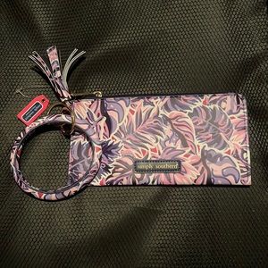 Simply SouthernVegan Leather Bangle Wallet pinks and purples leaf pattern. New